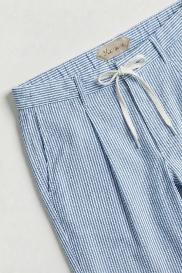 Seersucker Trousers Ocean Blue