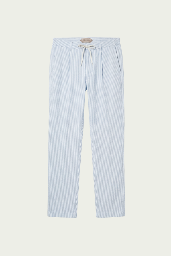 Seersucker Trousers Light Blue