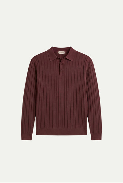 Extrafine Long Sleeve Polo Burgundy