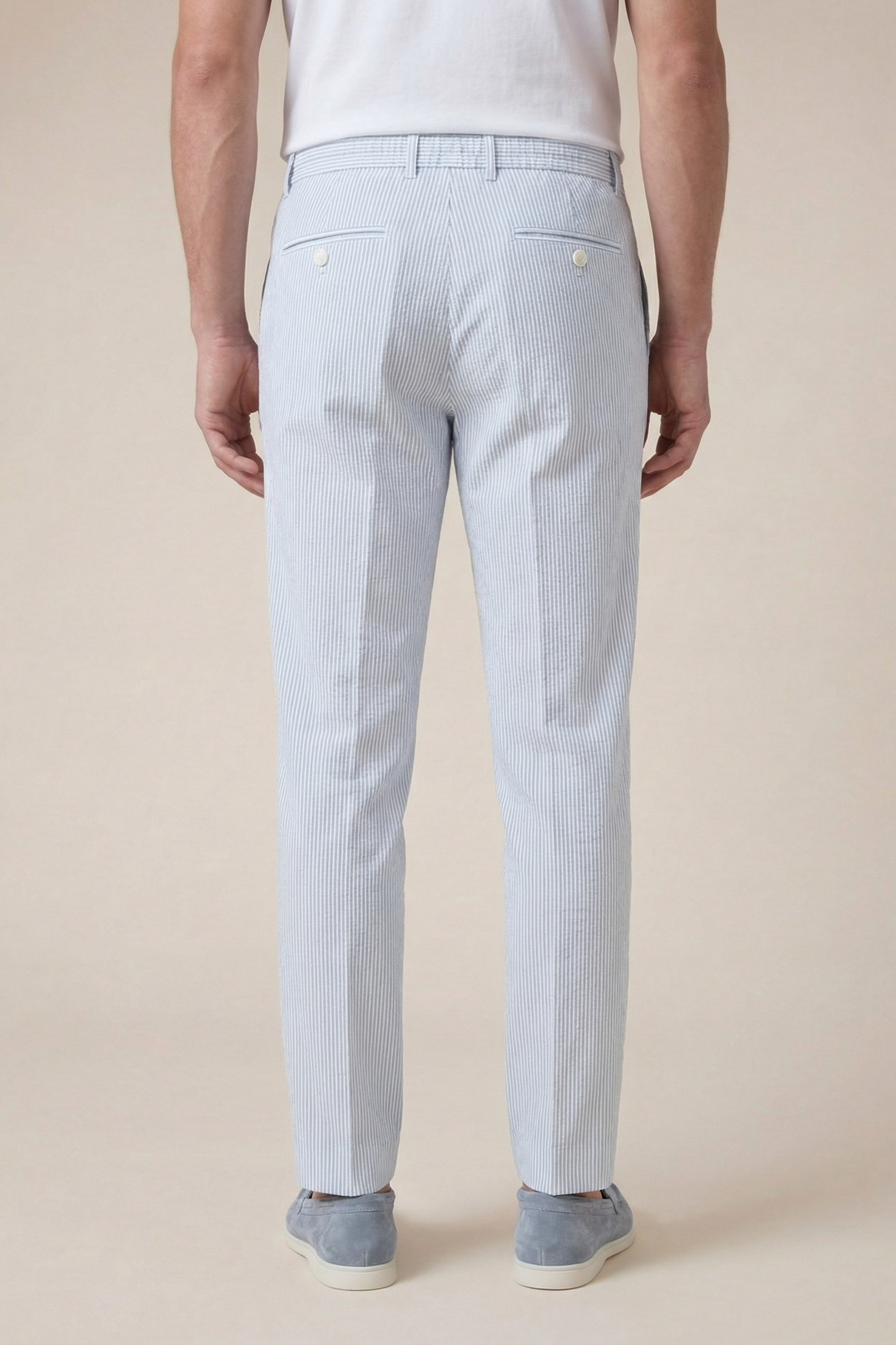 Seersucker Trousers Light Blue