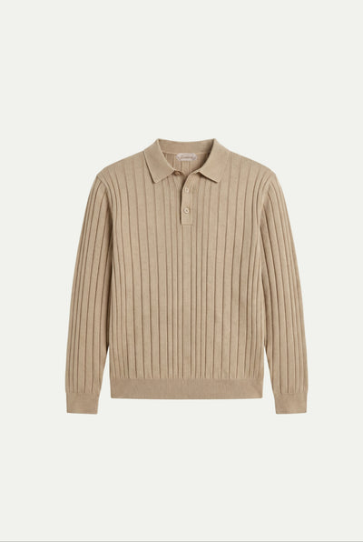 Extrafine Long Sleeve Polo Sand