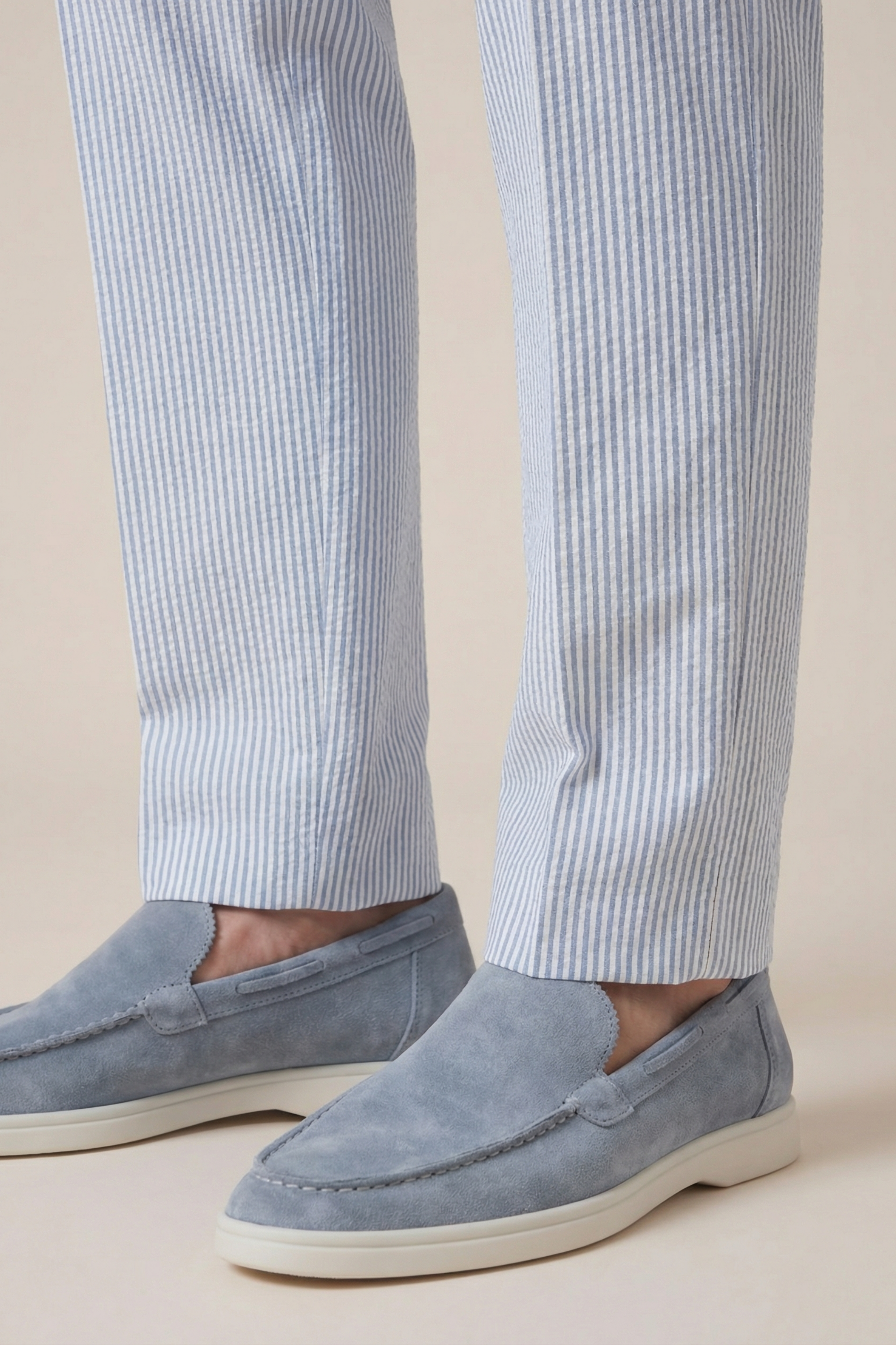 Seersucker Trousers Light Blue