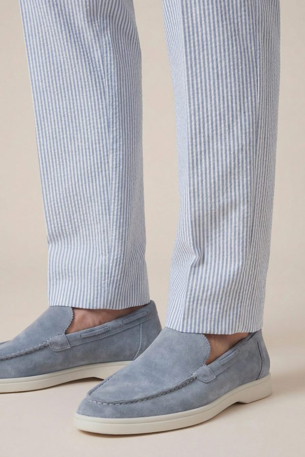 Seersucker Trousers Light Blue