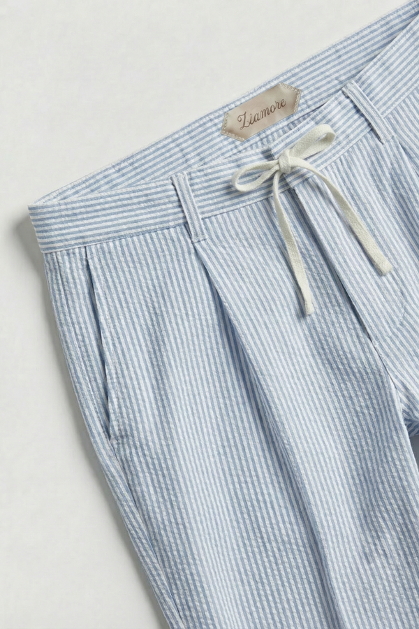 Seersucker Trousers Light Blue