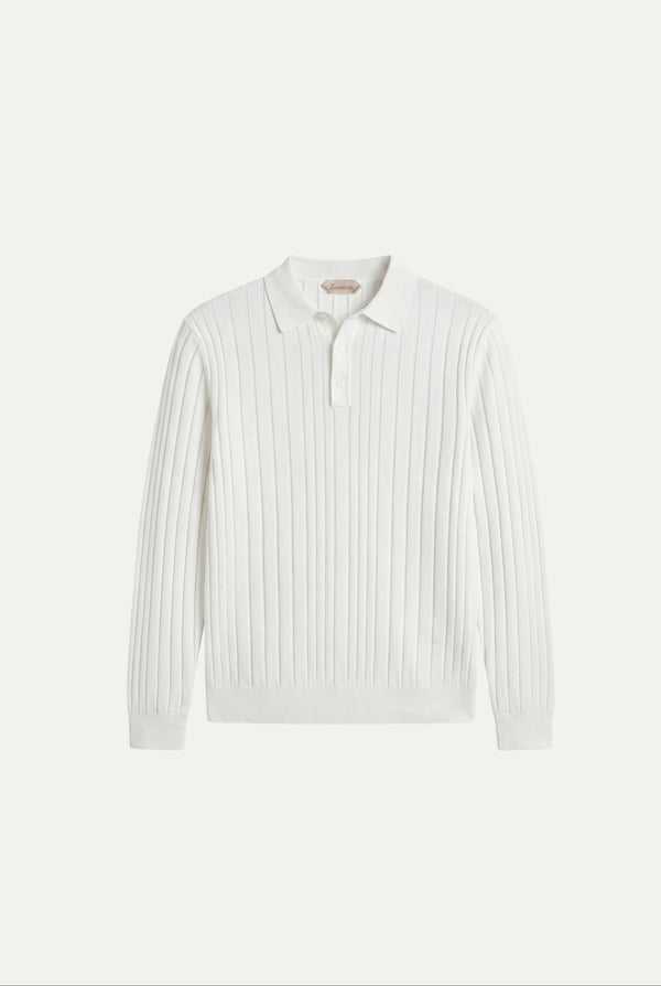Extrafine Long Sleeve Polo White