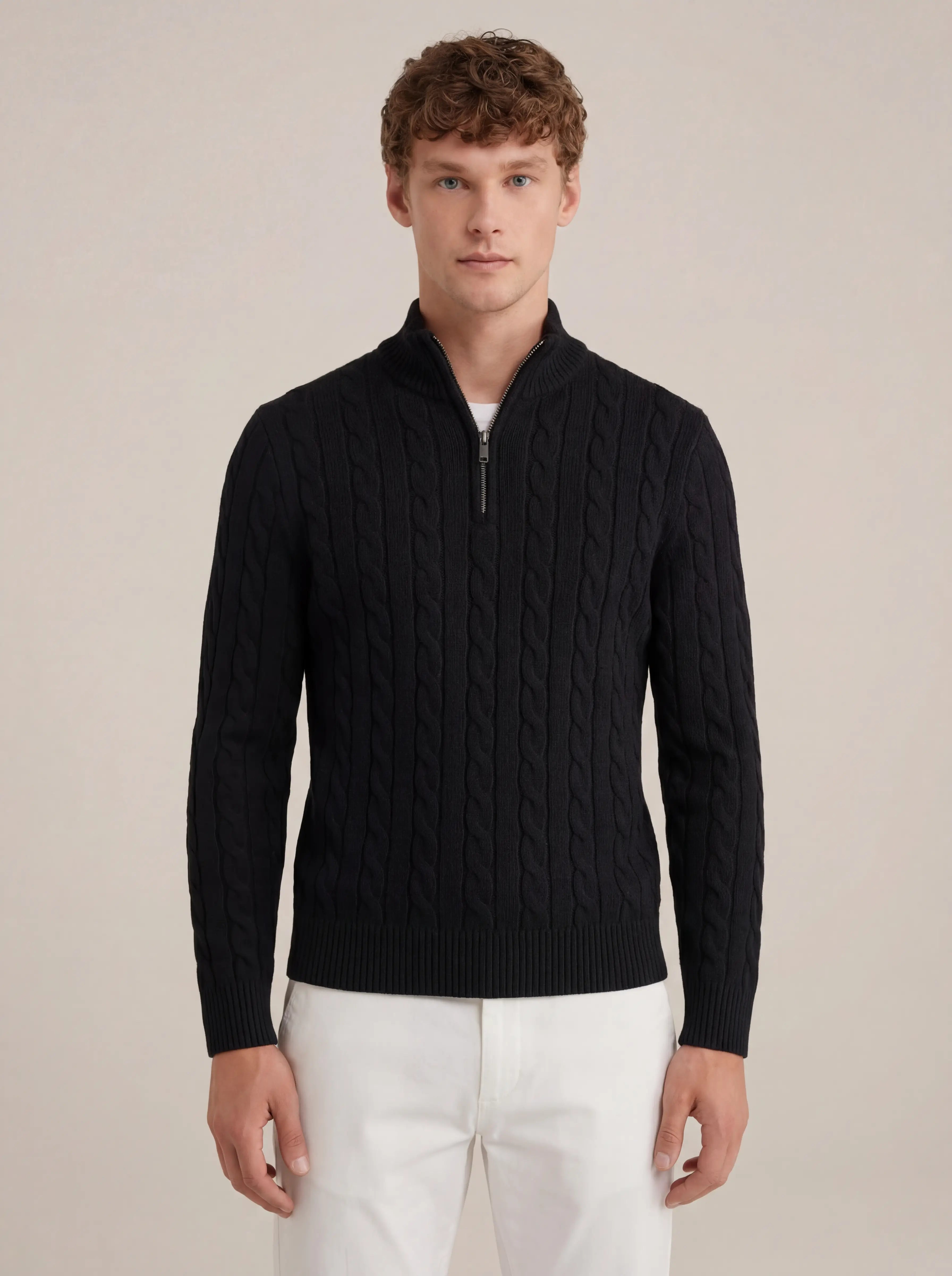 Corsaro Halve-Zip Wool Sweater Black