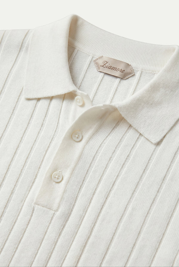 Extrafine Long Sleeve Polo White