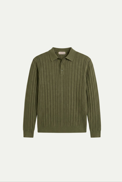 Extrafine Long Sleeve Polo Olive