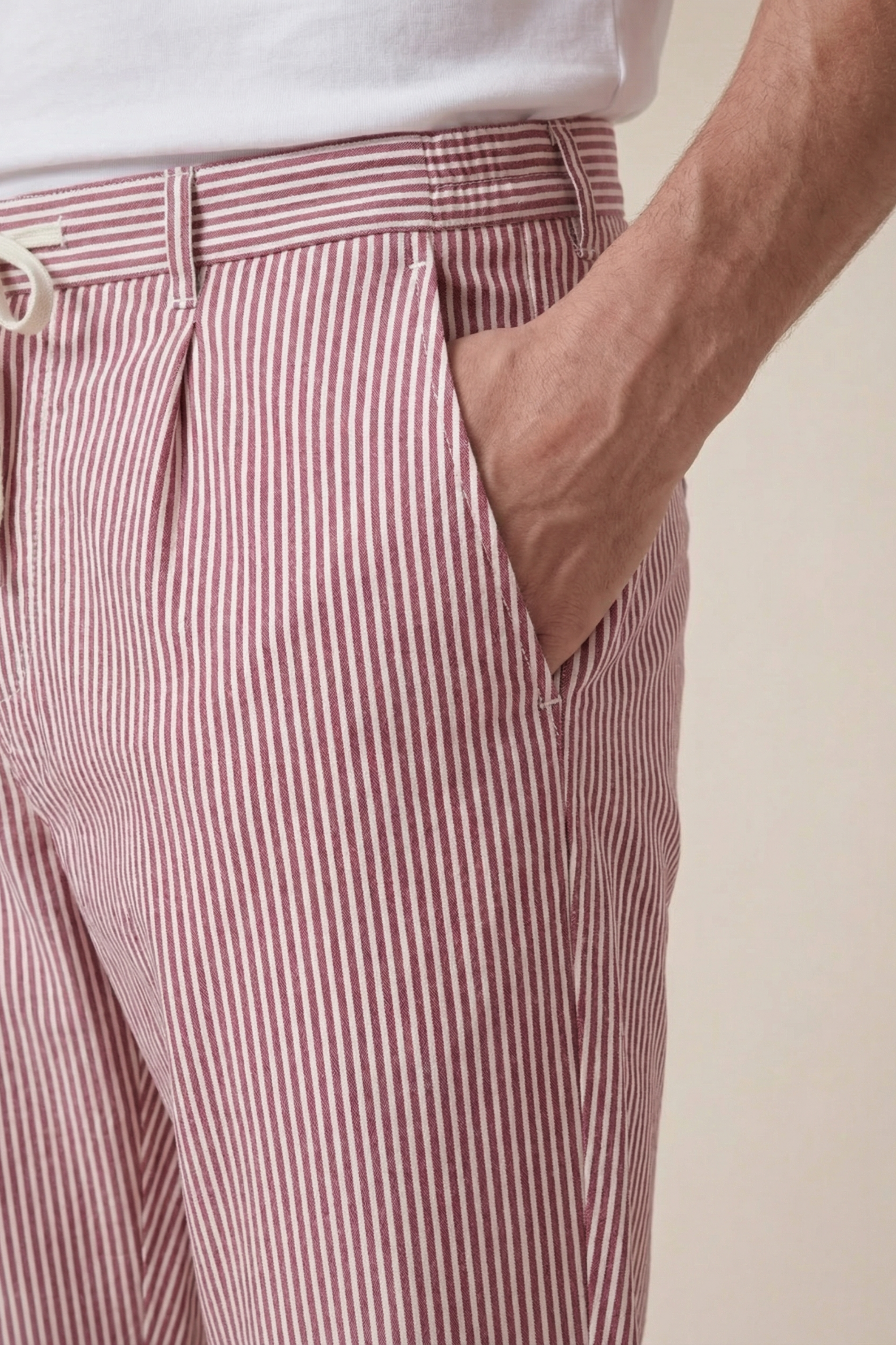 Seersucker Trousers Red