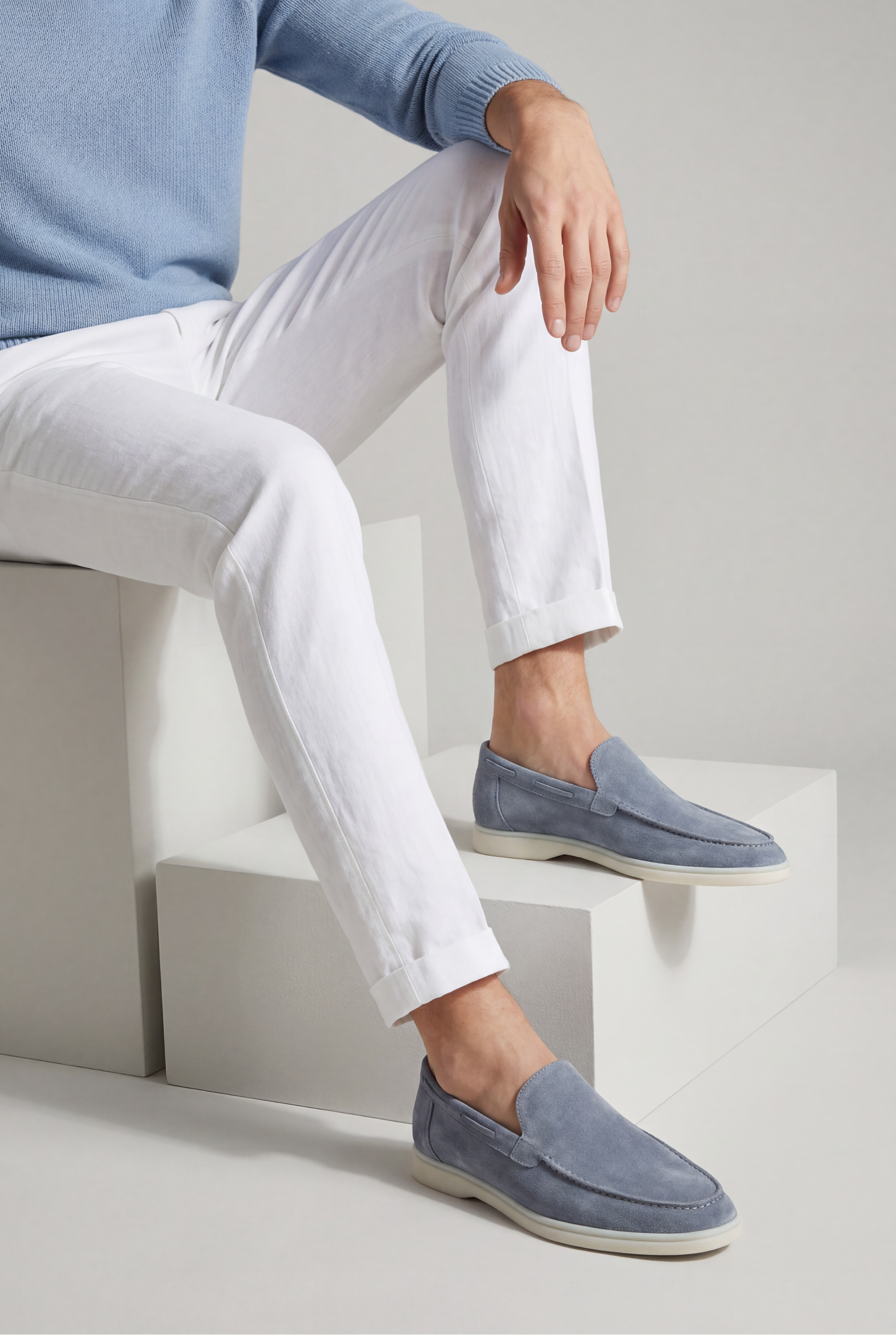 Amalfi Classic Suède Loafer Baby Blue