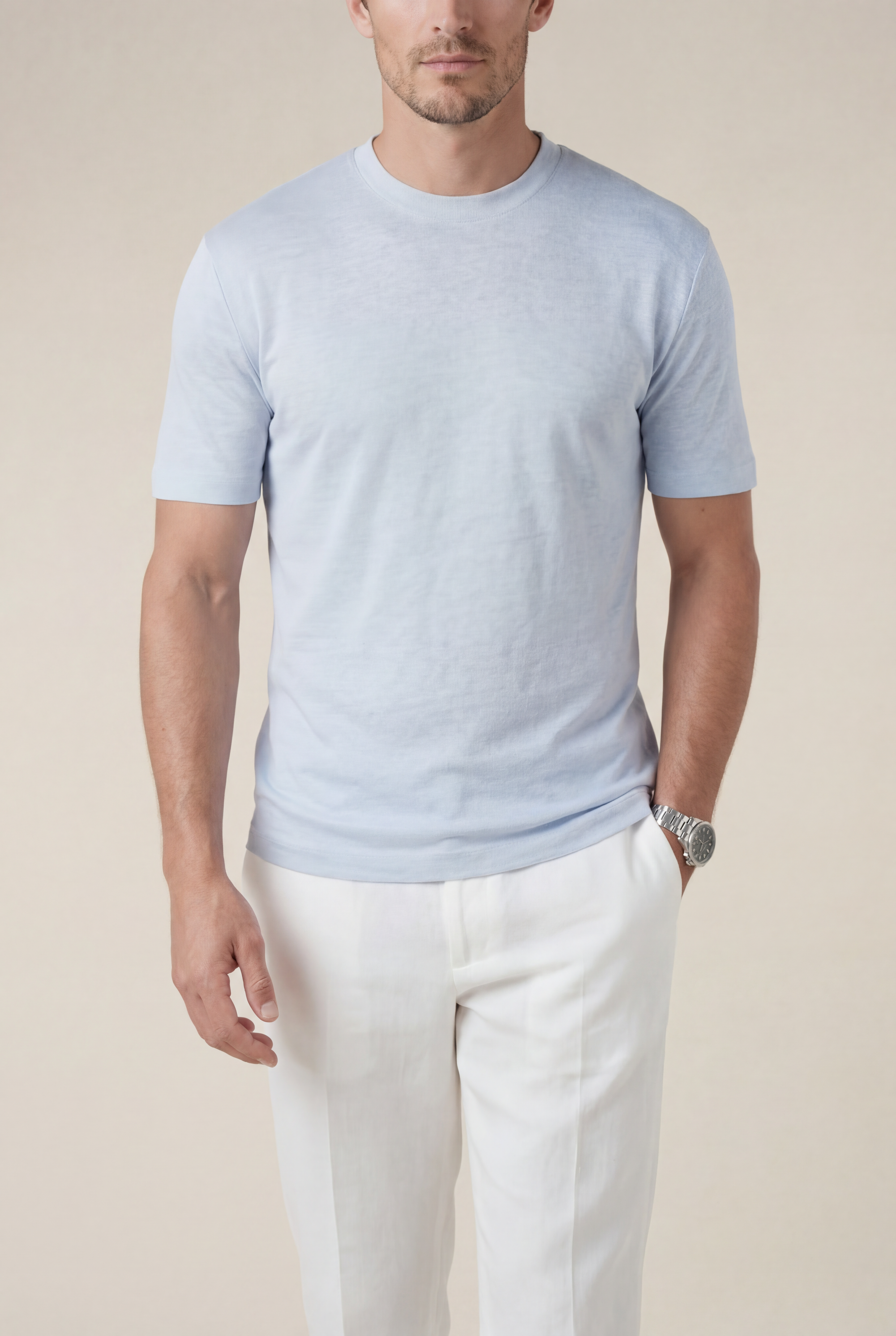 Amalfi Linen Tee Baby Blue
