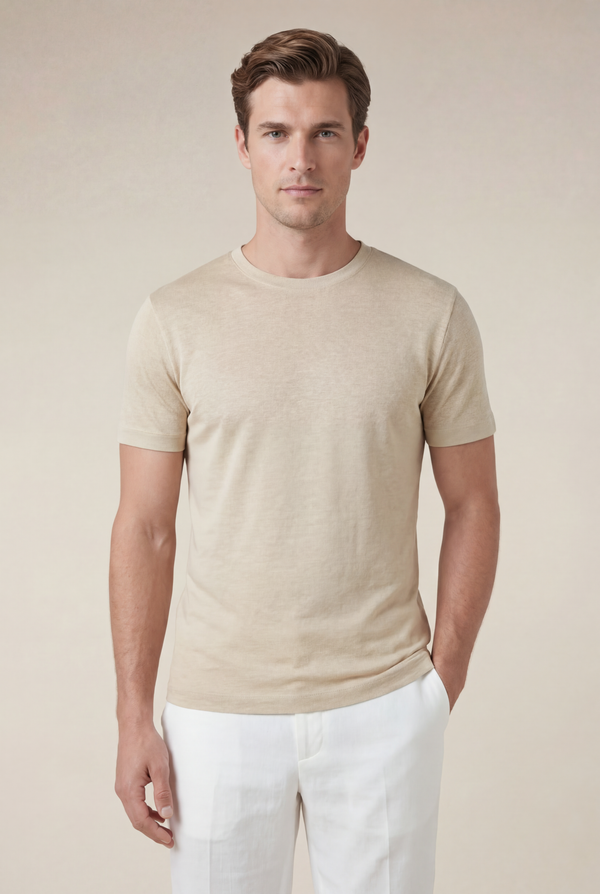 Amalfi Linen Tee Beige