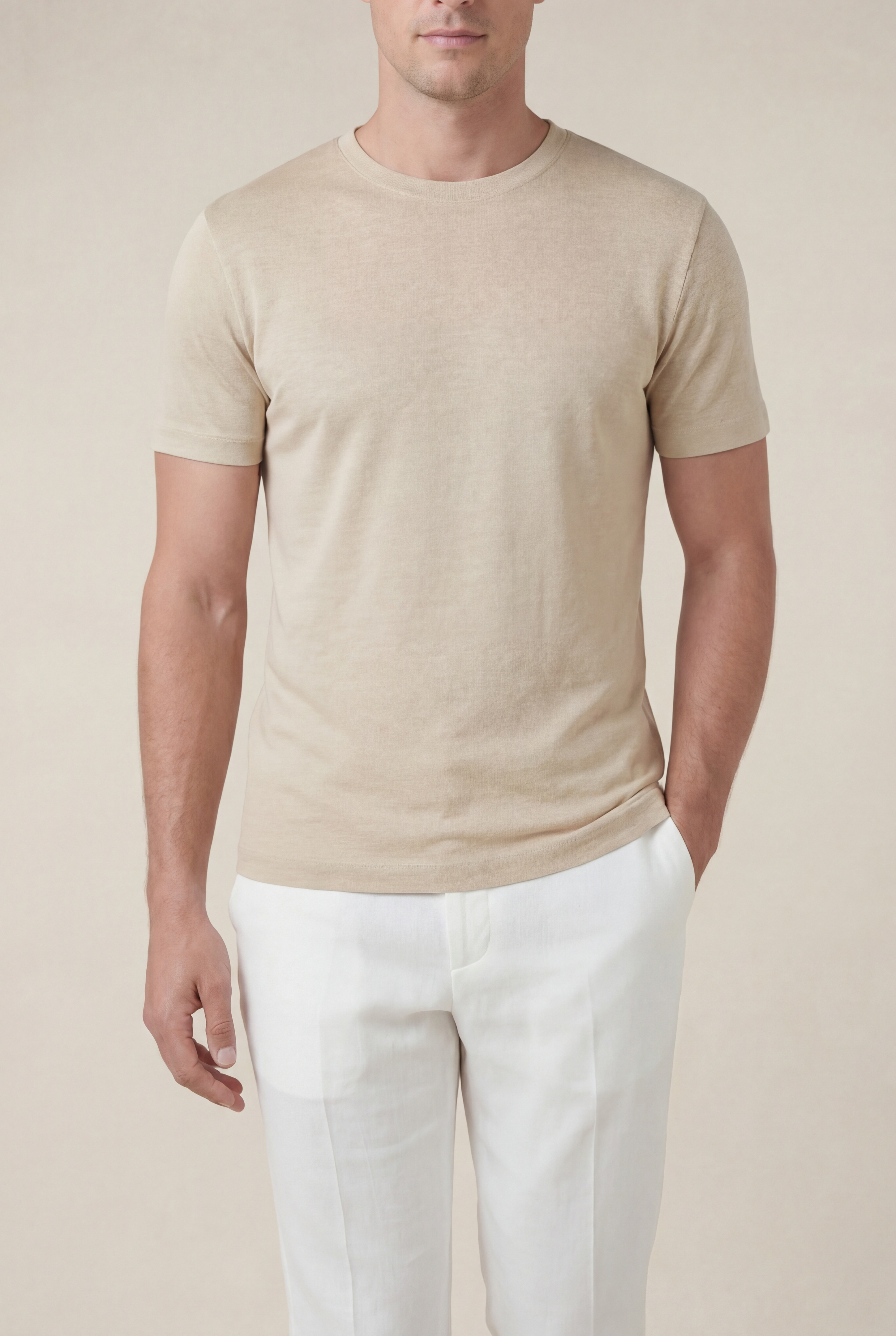 Amalfi Linen Tee Beige