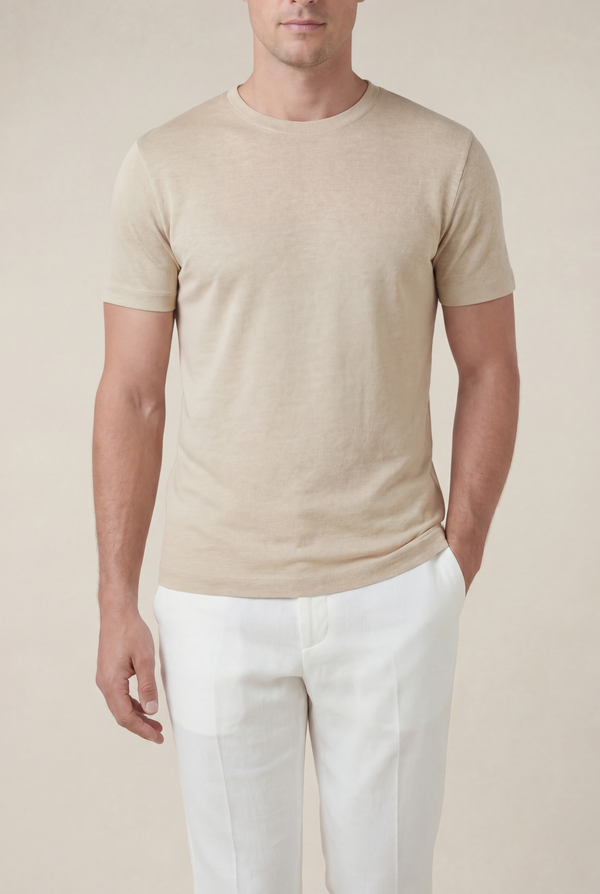 Amalfi Linen Tee Beige
