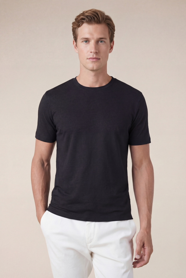 Amalfi Linen Tee Black