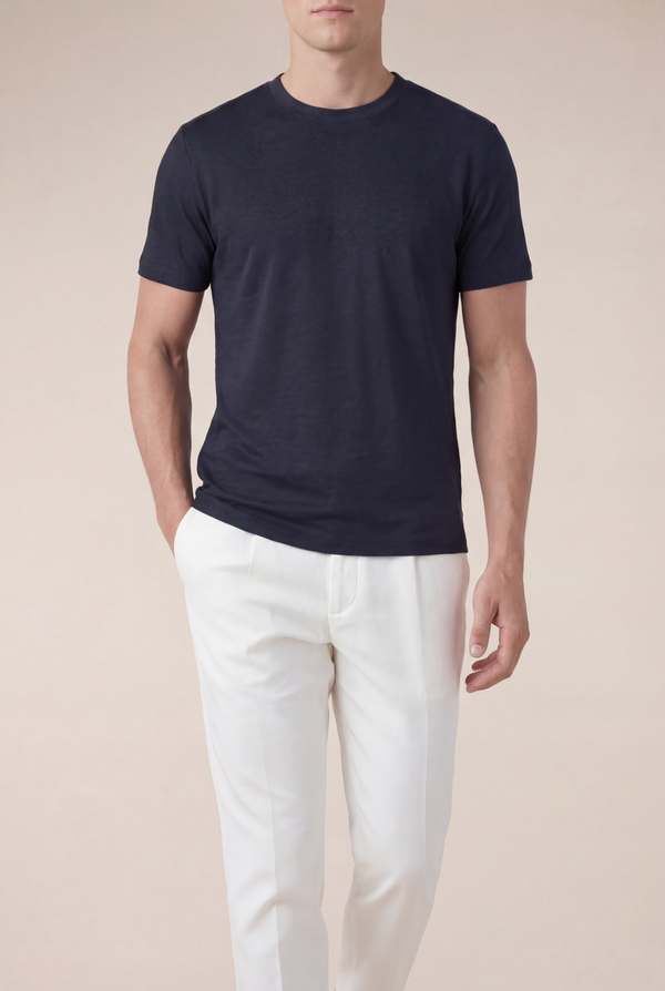Amalfi Linen Tee Navy