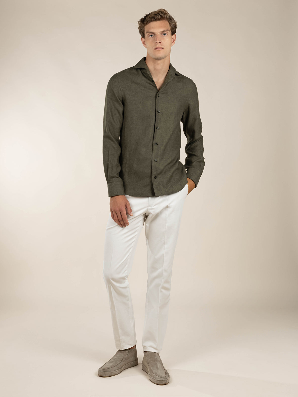 Linen Seaside Shirt Shirt Olive