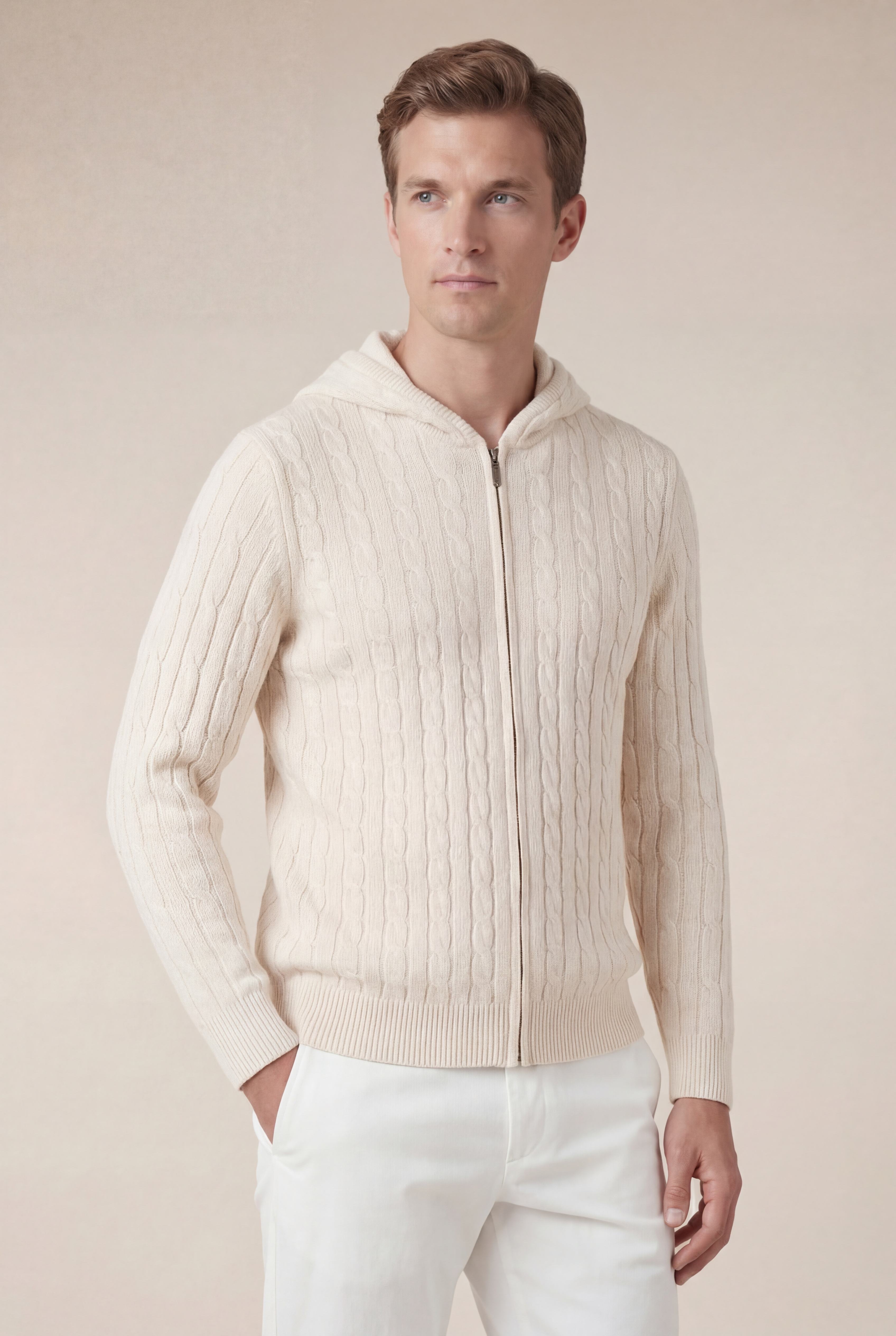 Como Cashmere Hoodie Beige