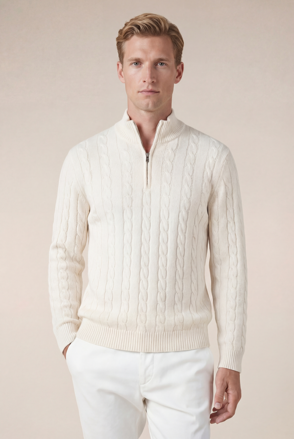 Como Cashmere Quarter Zip Beige