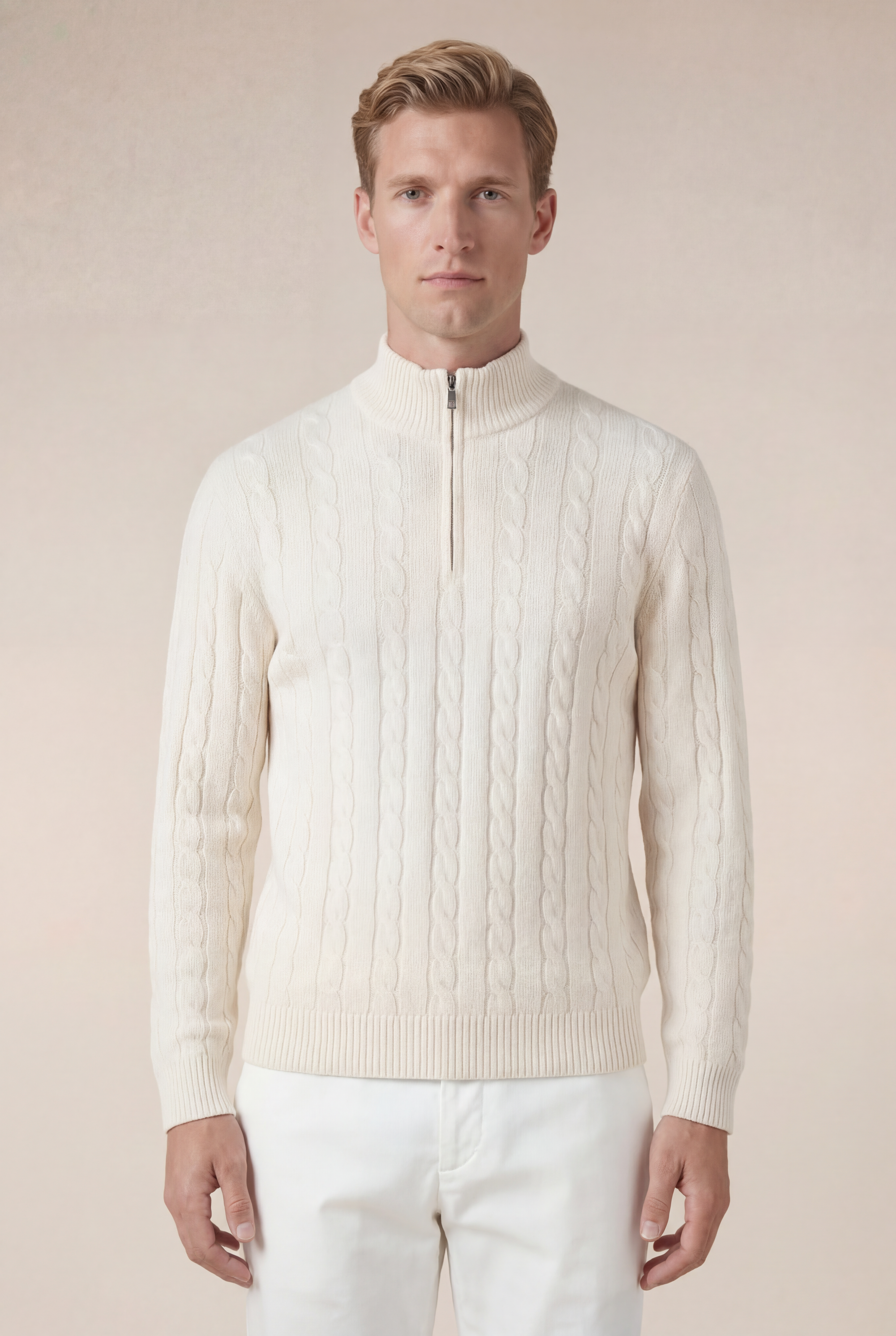 Como Cashmere Quarter Zip Beige