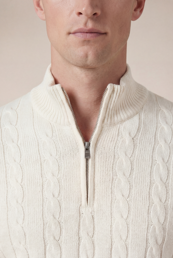 Como Cashmere Quarter Zip Beige