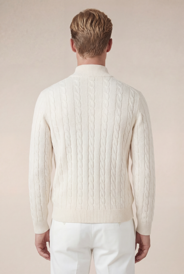 Como Cashmere Quarter Zip Beige