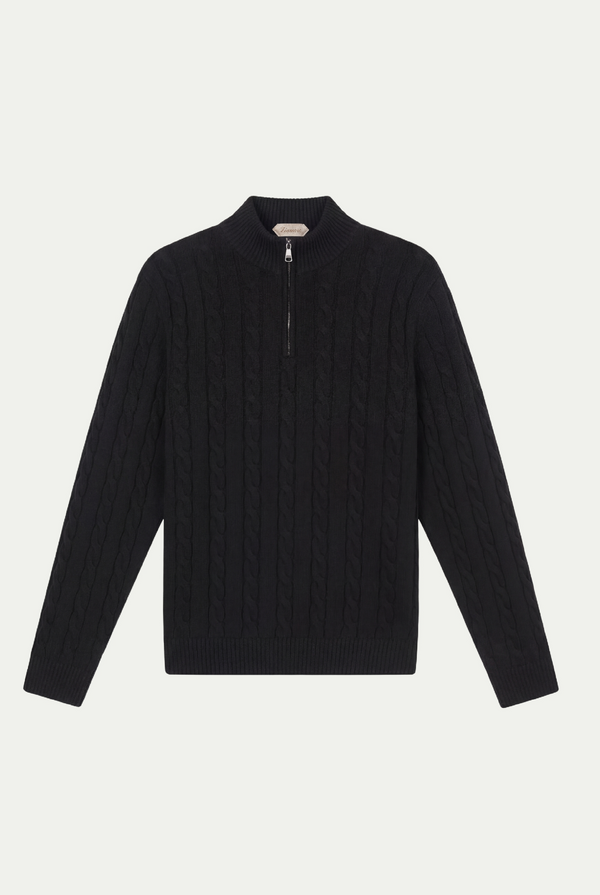 Como Cashmere Quarter Zip Black