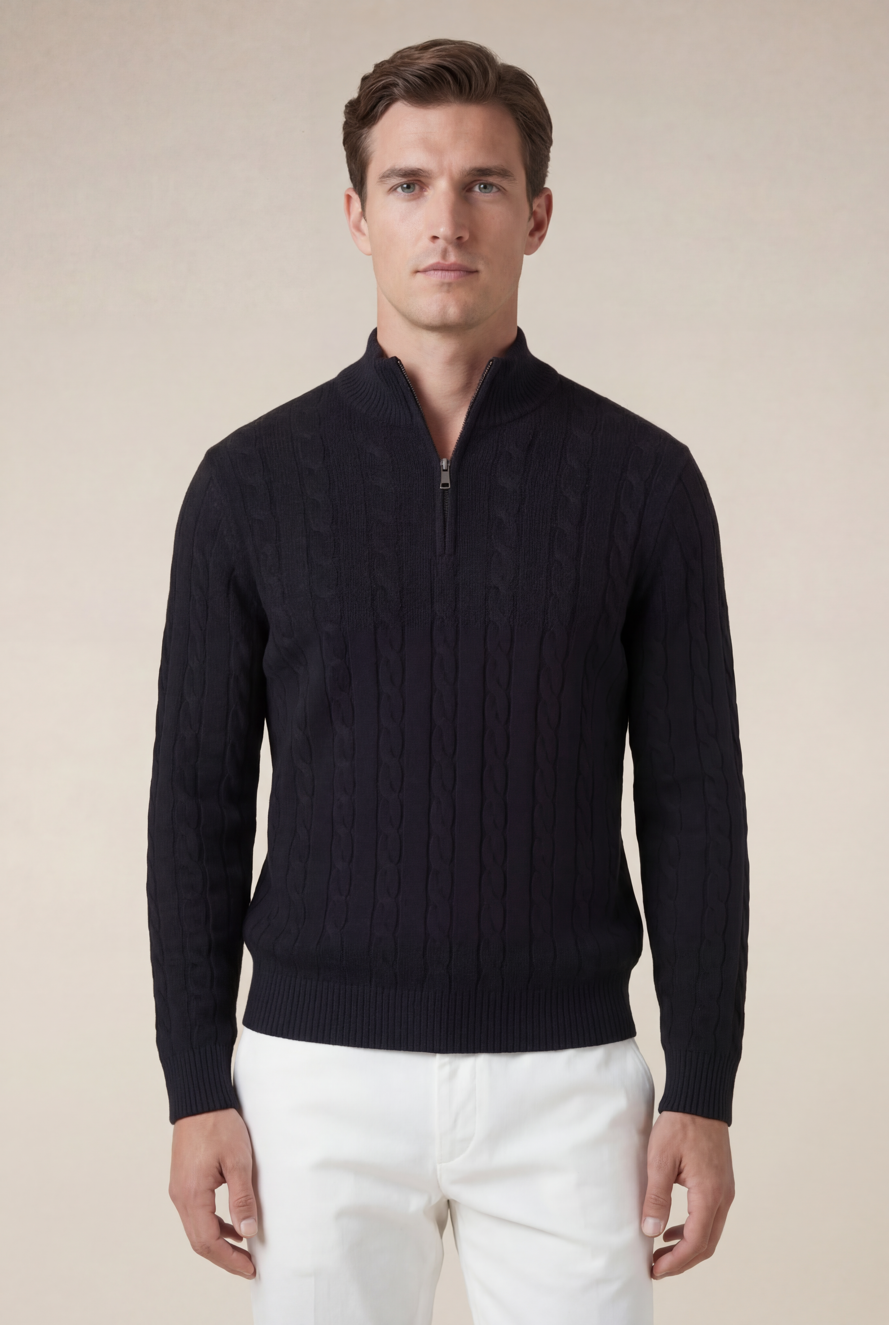 Como Cashmere Quarter Zip Black