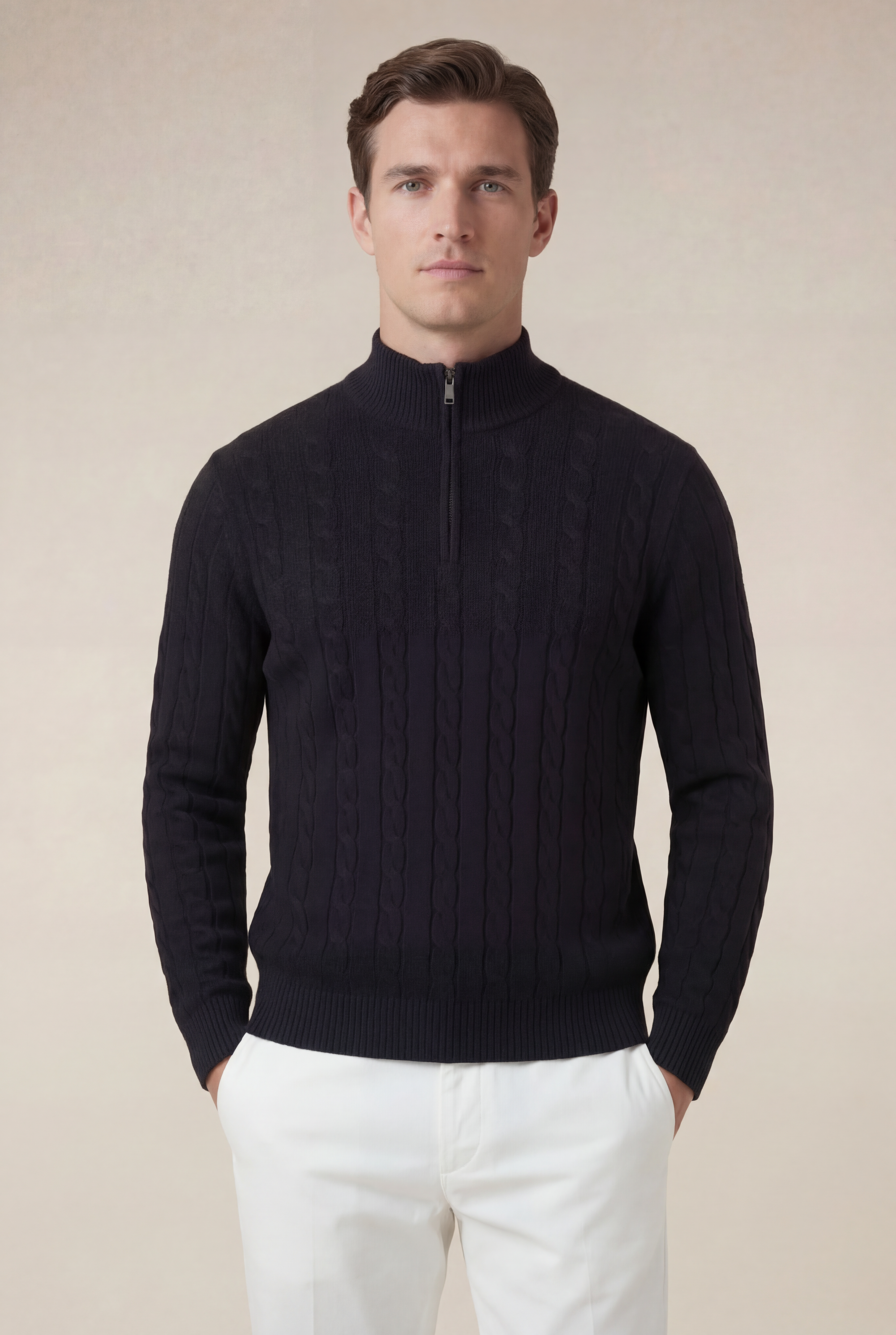 Como Cashmere Quarter Zip Black