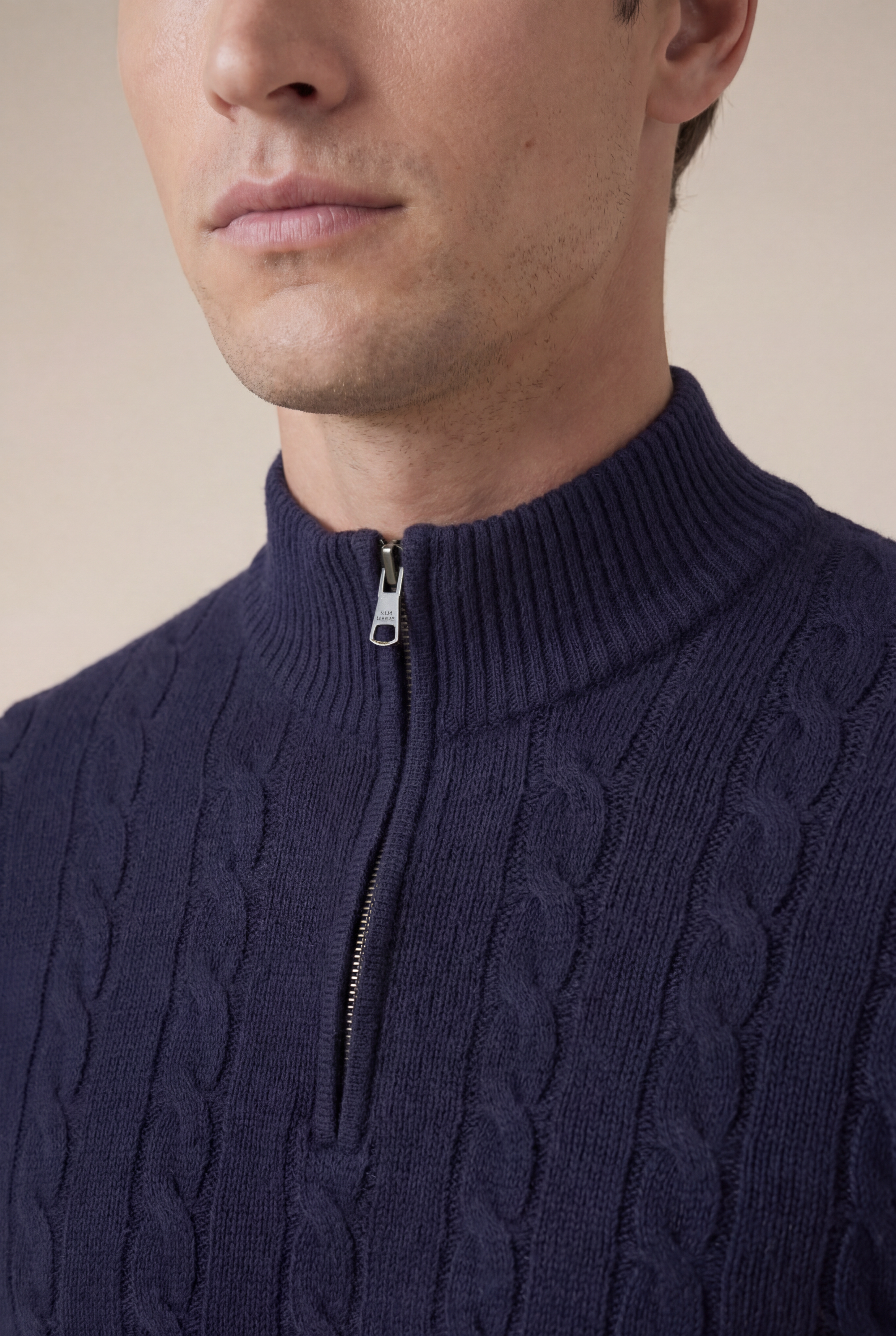 Como Cashmere Quarter Zip Navy