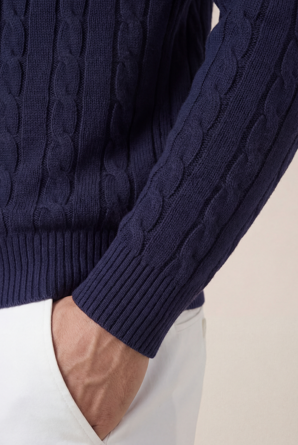 Como Cashmere Quarter Zip Navy