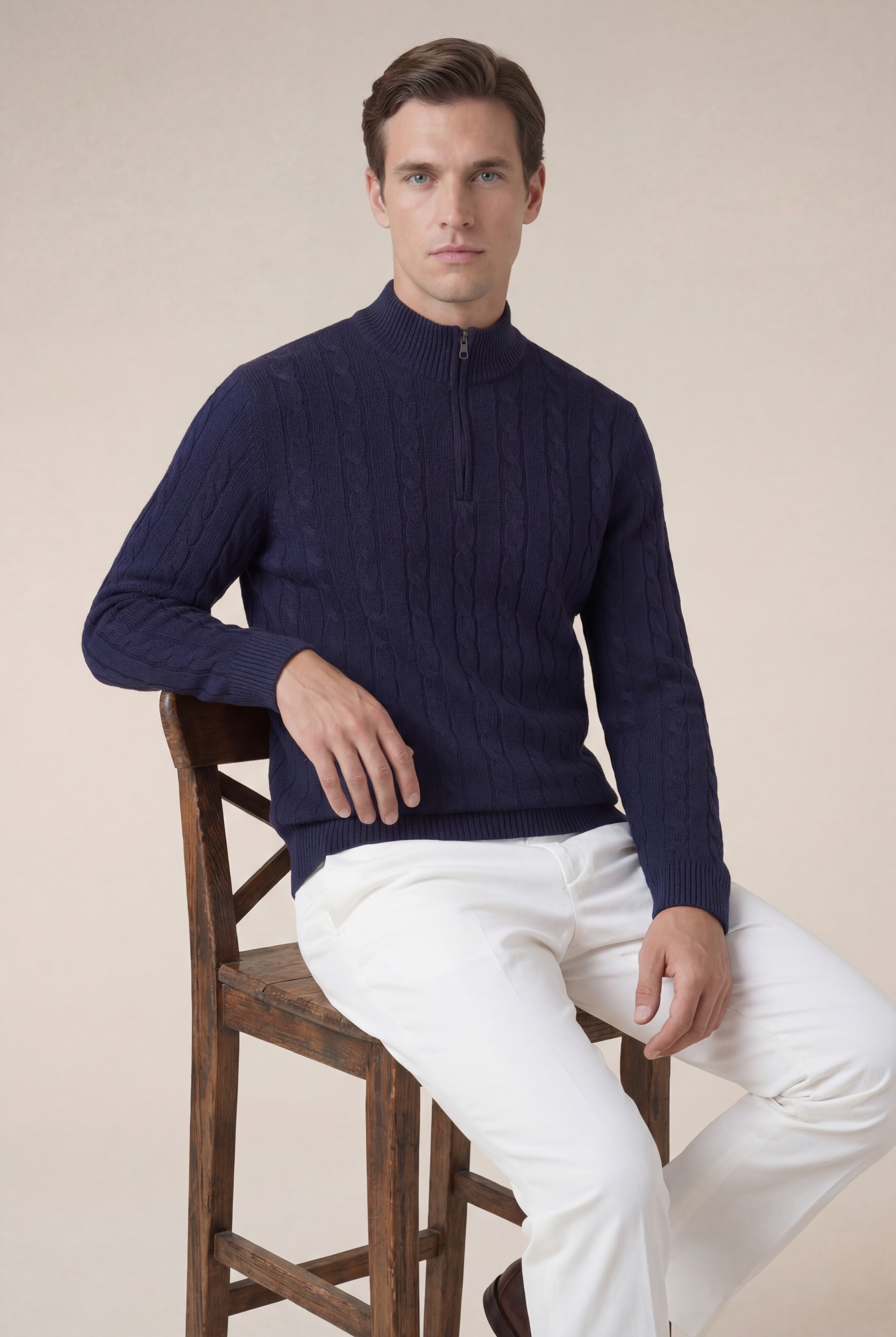 Como Cashmere Quarter Zip Navy