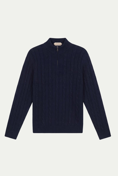 Como Cashmere Quarter Zip Navy