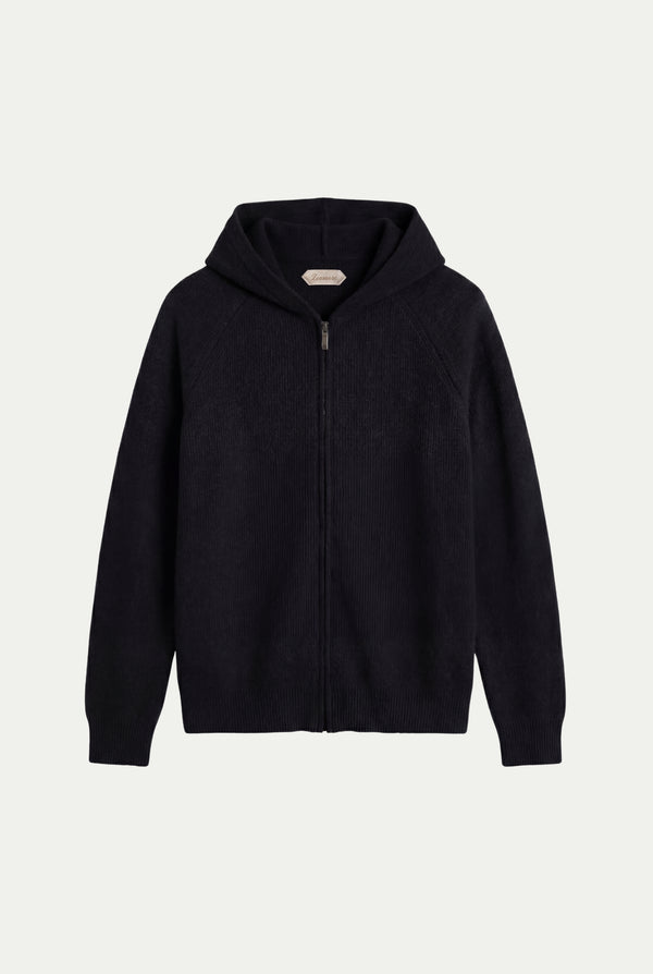 Cortina Cashmere Zip Hoodie Black