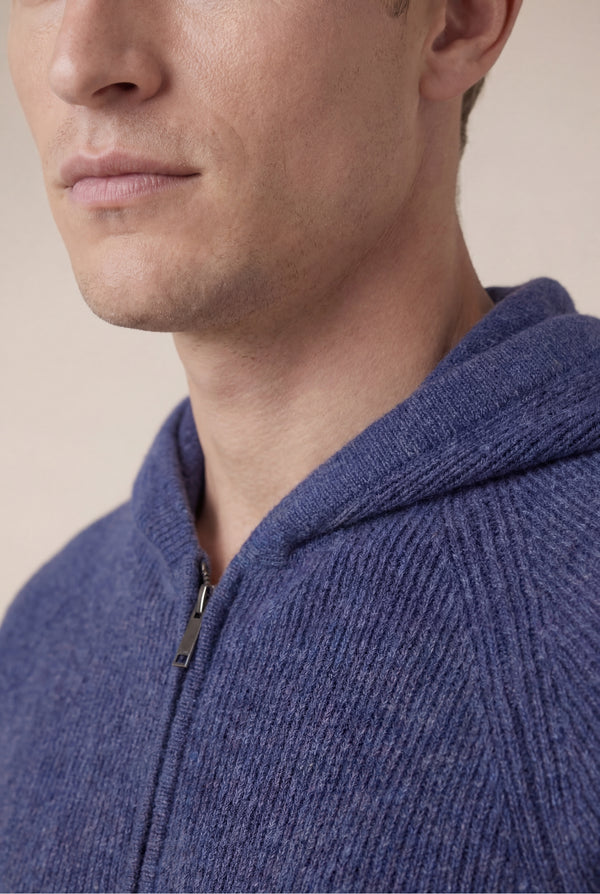 Cortina Cashmere Zip Hoodie Blue