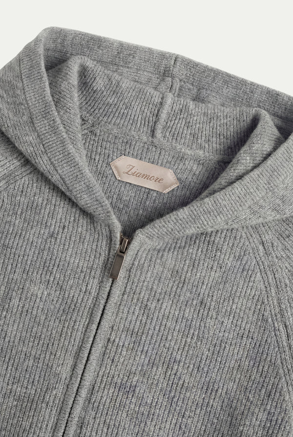 Cortina Cashmere Zip Hoodie Grey