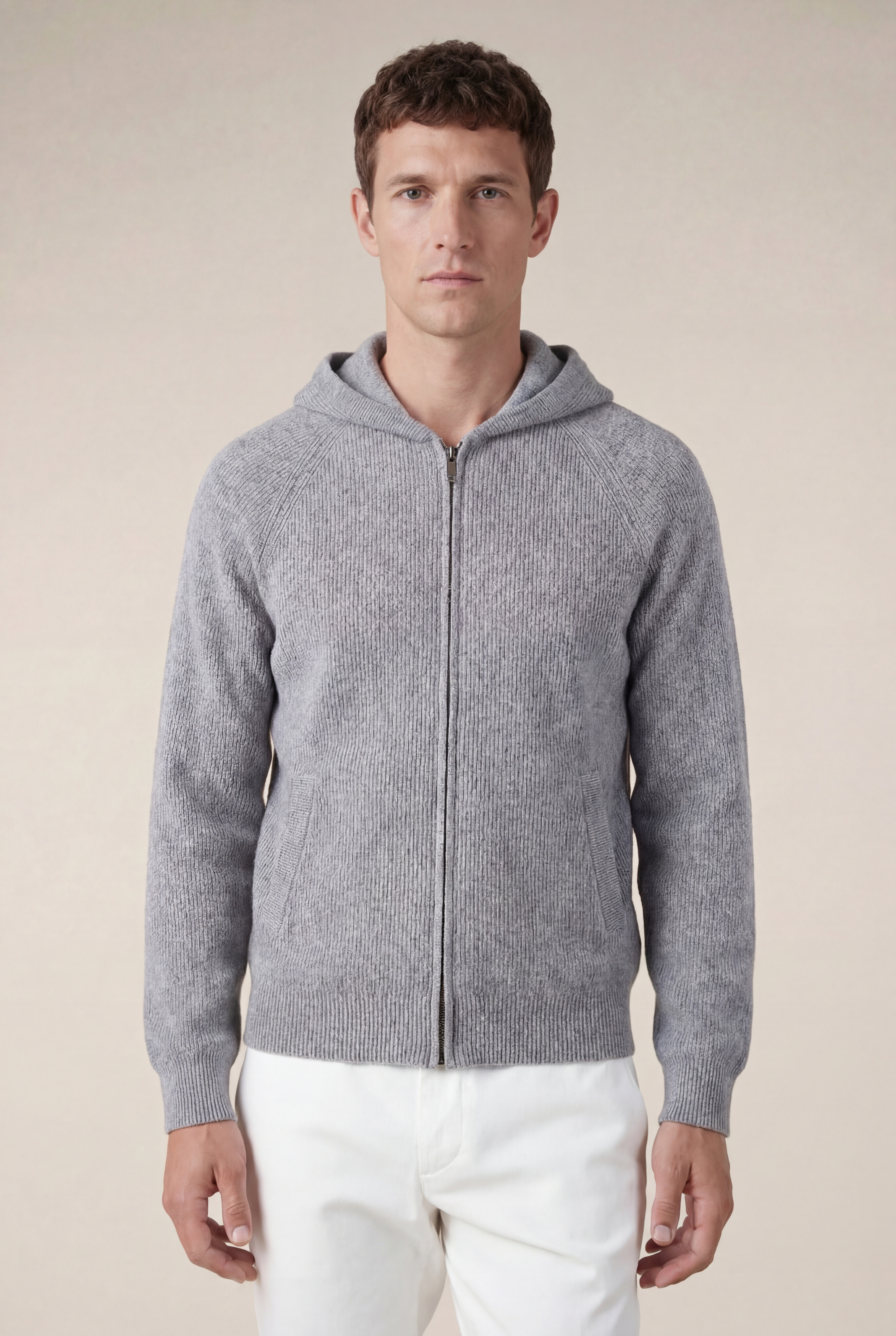 Cortina Cashmere Zip Hoodie Grey