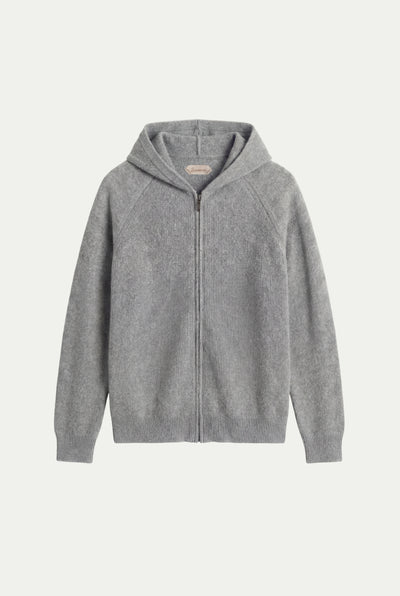 Cortina Cashmere Zip Hoodie Grey