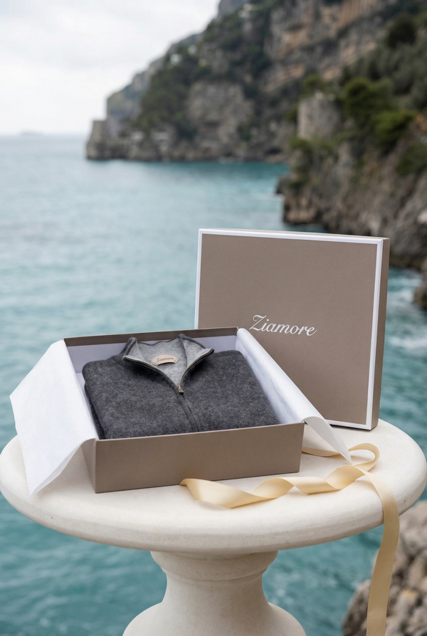 Sorrento Cashmere Full-Zip Knit Black