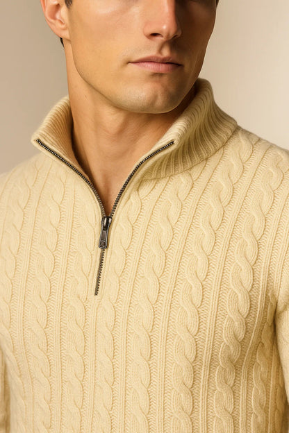 Delmare Wool Cable Knit Beige 3