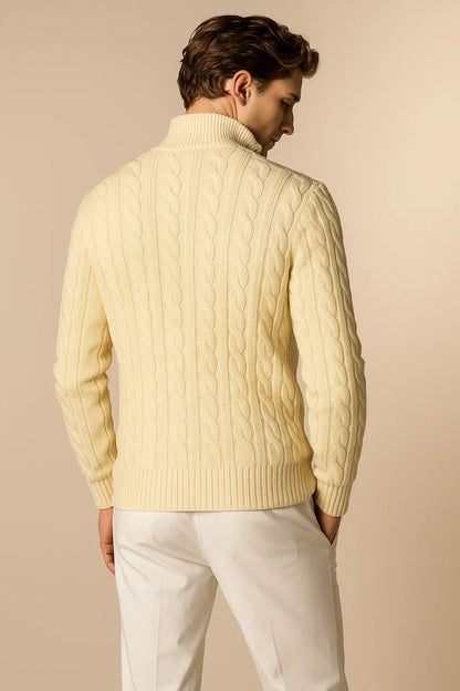 Delmare Wool Cable Knit Beige 4