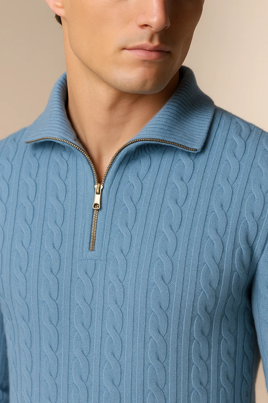 Delmare Wool Cable Knit Blue 3