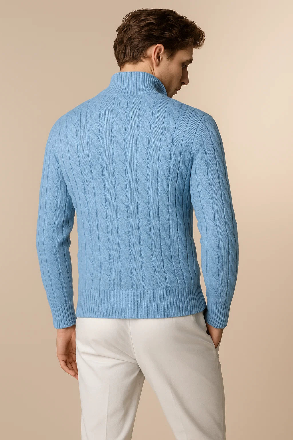 Delmare Wool Cable Knit Blue 4