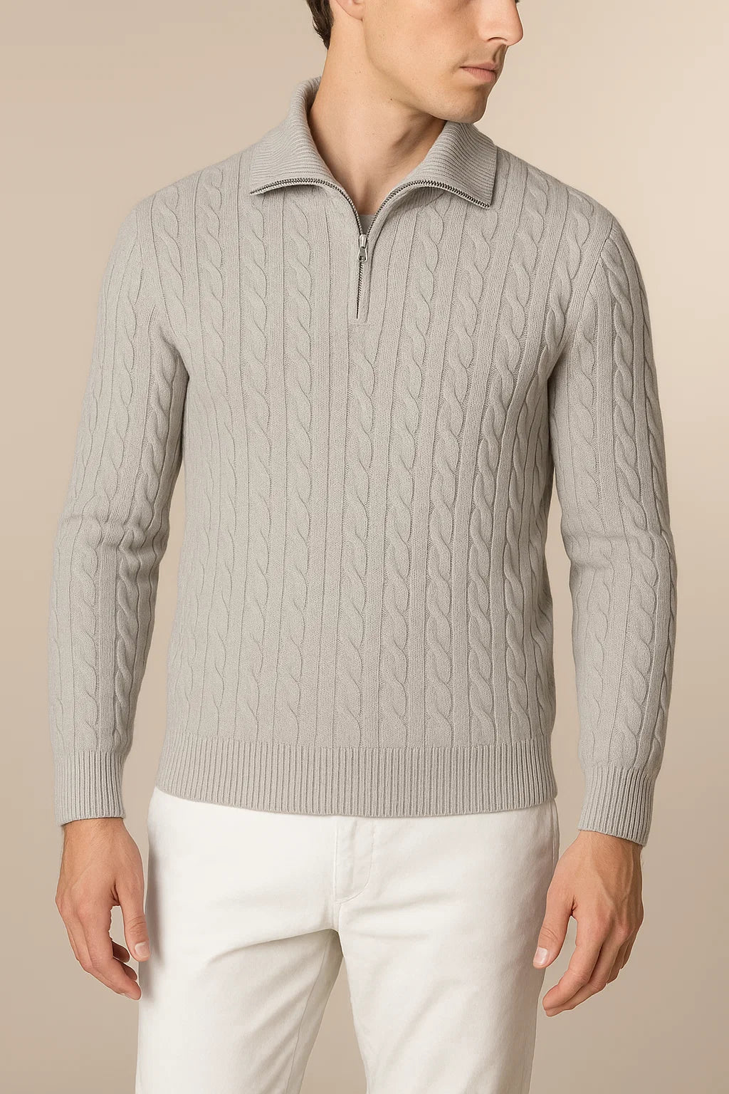 Delmare Wool Cable Knit Grey 2