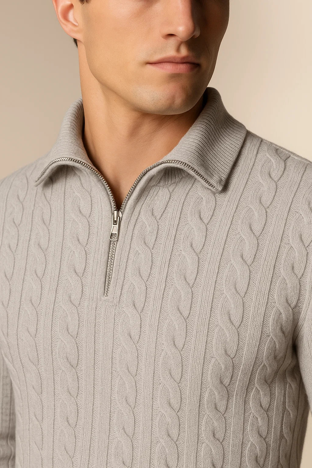 Delmare Wool Cable Knit Grey 3