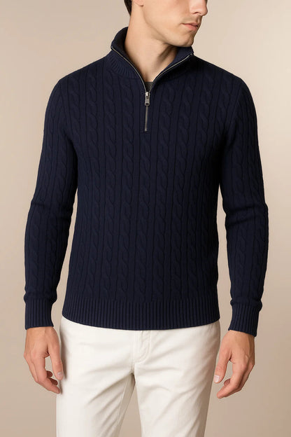 Delmare Wool Cable Knit Navy 3