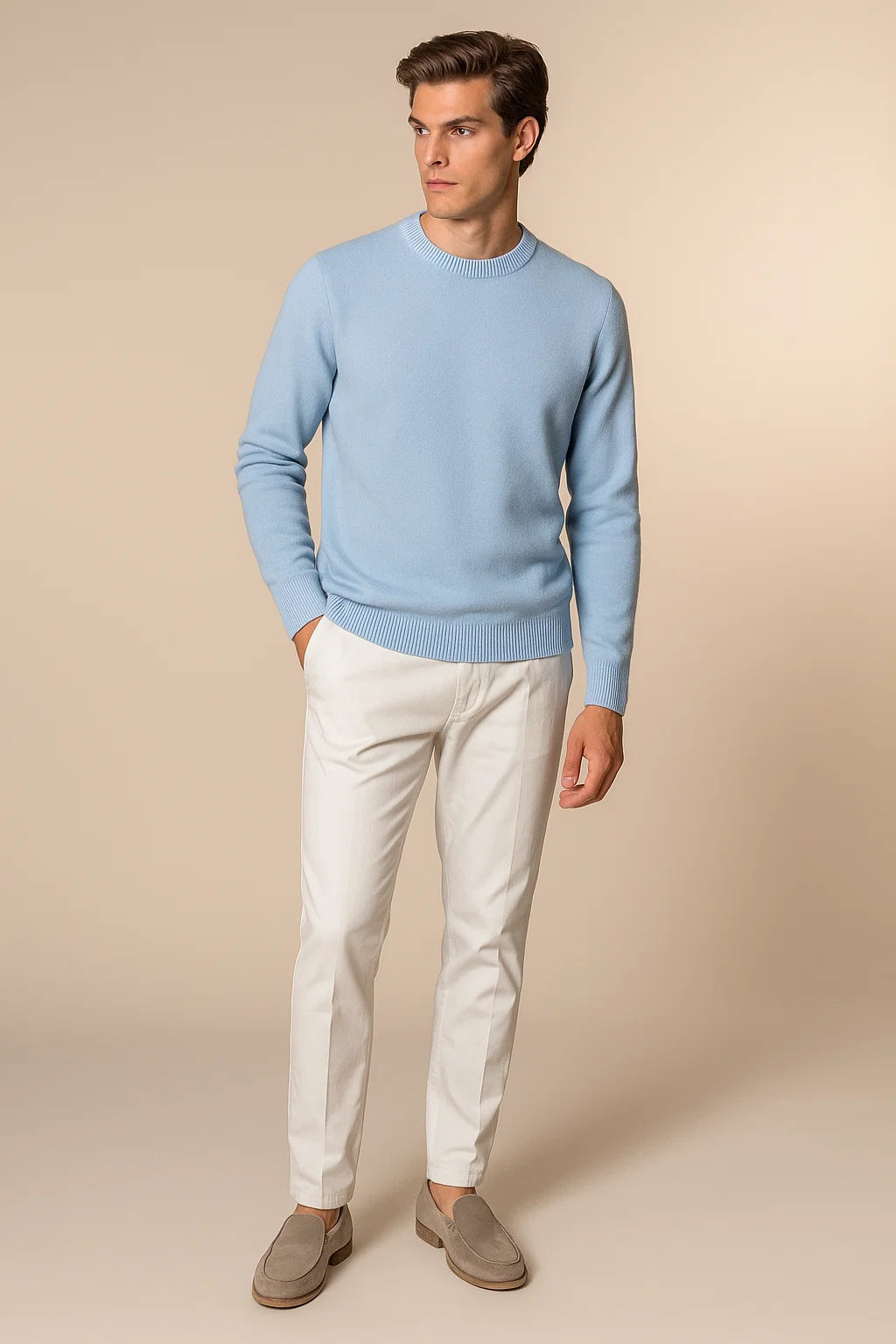 Laurenti cashmere crewneck Baby Blue 1