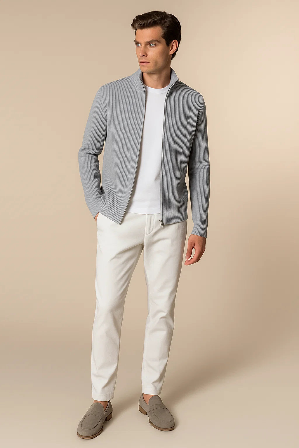 Lusciano Cashmere Cardigan Baby Blue 1