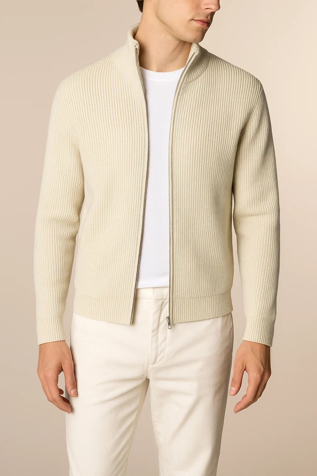 Lusciano Cashmere Cardigan Beige 2