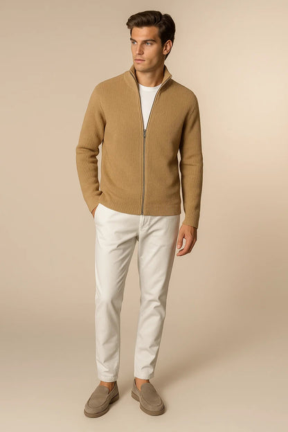 Lusciano Cashmere Cardigan Khaki 1